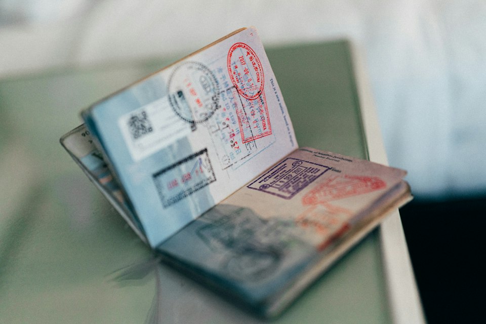 Passport with visas and entry stamps
